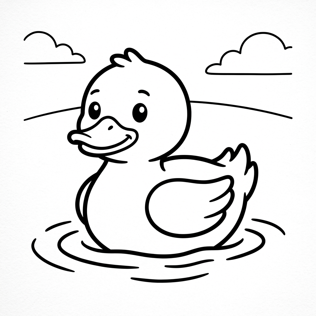 Cute Duckling Coloring Page