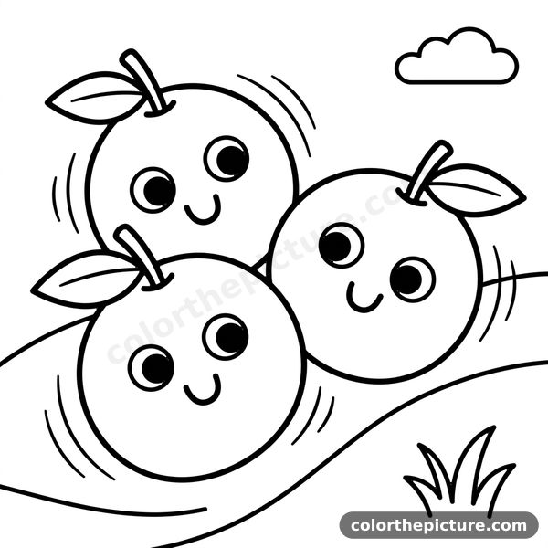 Cute Oranges Coloring Page