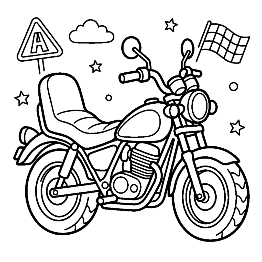 Motorcycle with a comfy seat coloring page