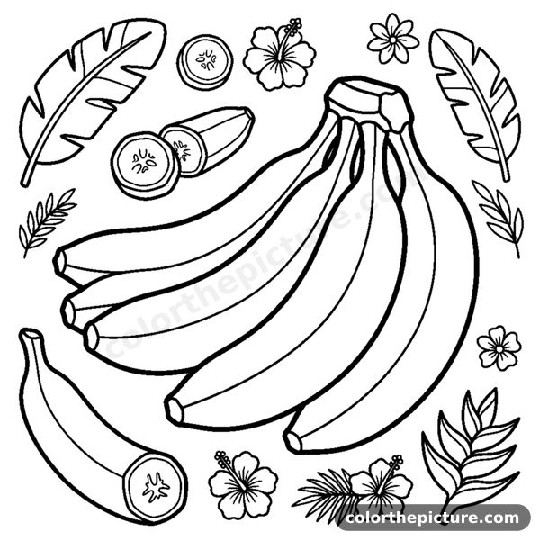 A bunch of bananas coloring page