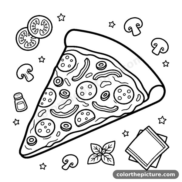 A slice of pizza coloring page