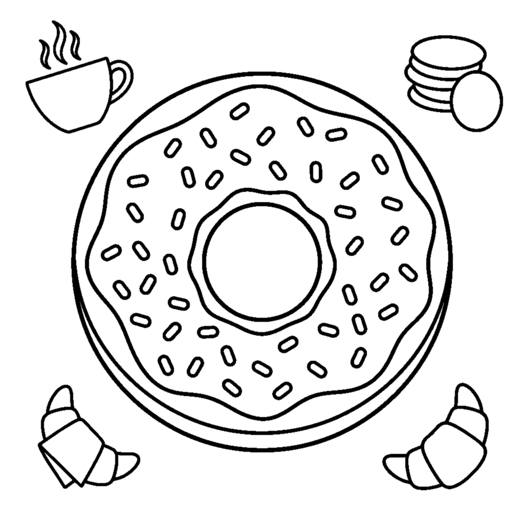 A donut with sprinkles coloring page