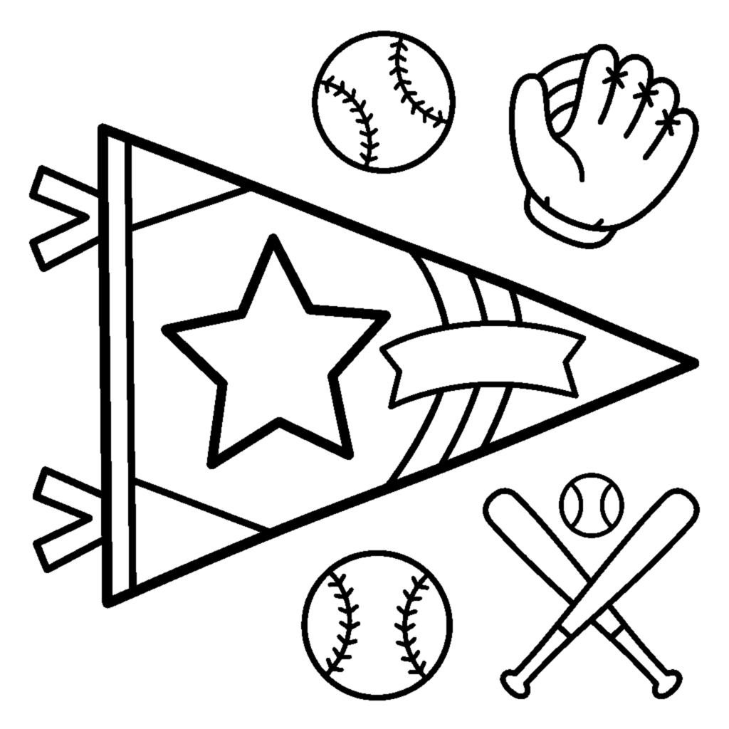 A championship pennant flag shape with a star, no text coloring page