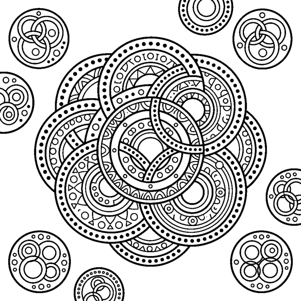 Simple Mandala with Circles and Dots coloring page