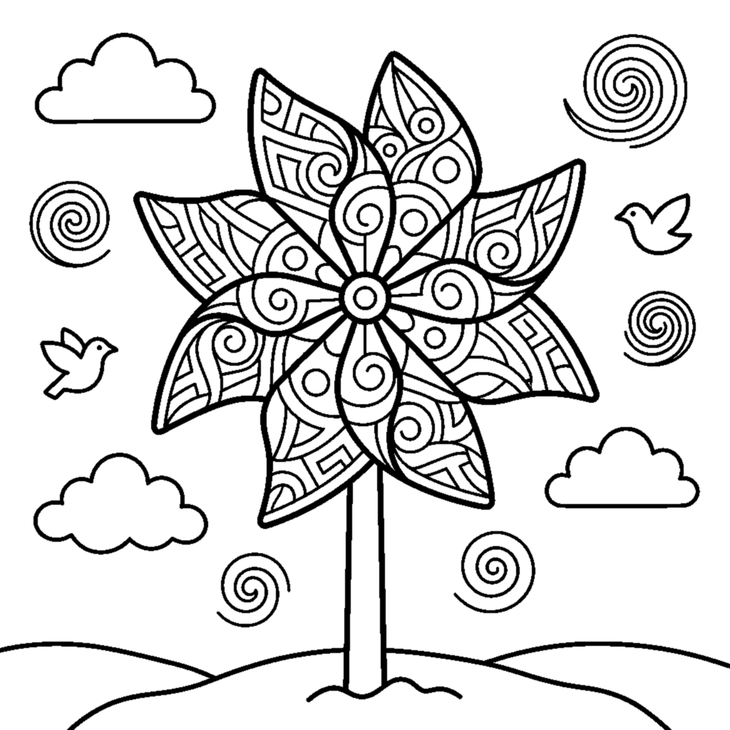 Spinning Pinwheel Mandala coloring page