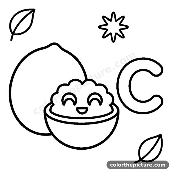 Letter C and a sweet Walnut coloring page