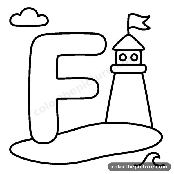 Letter F and a colorful Lantern coloring page