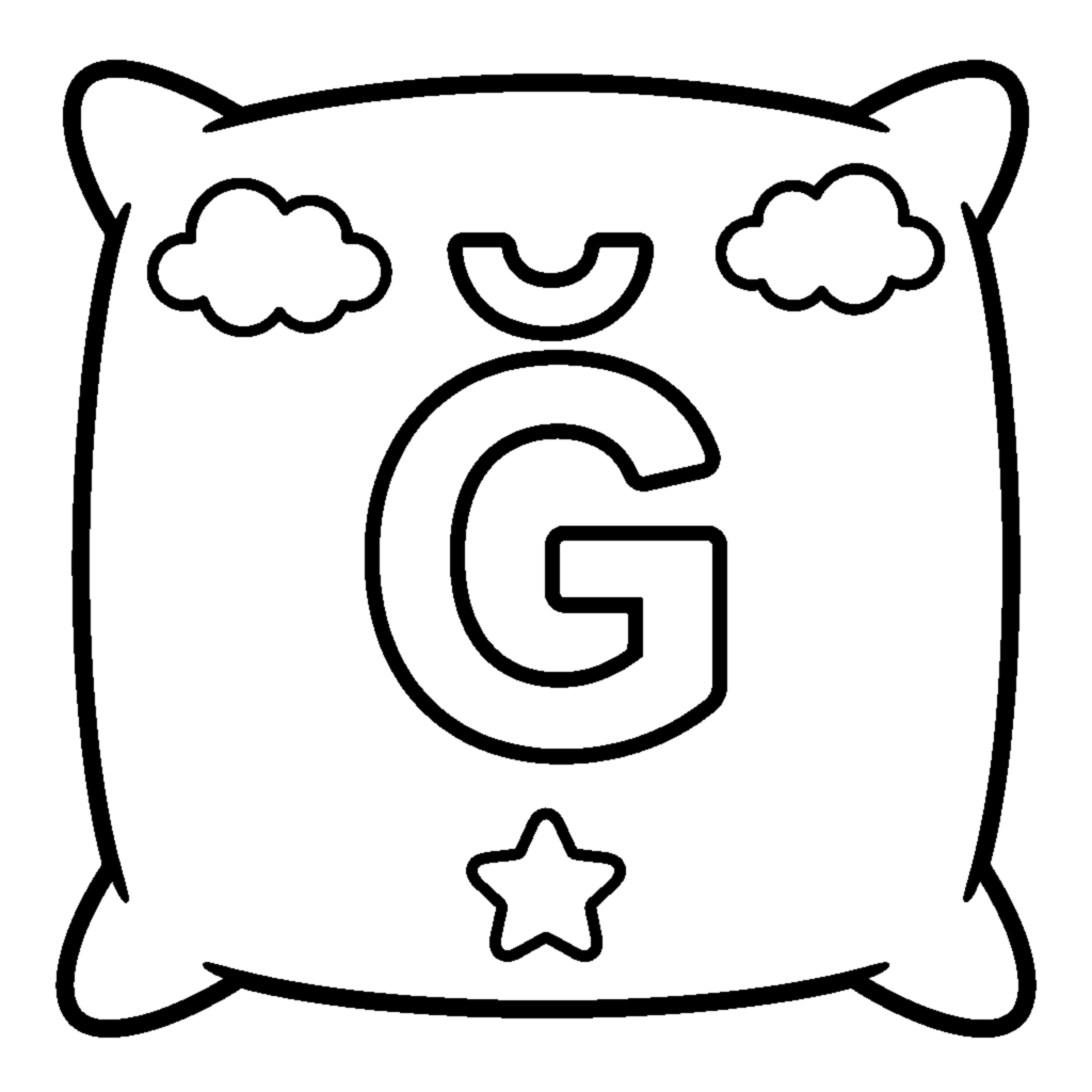 Letter Ğ and a soft Pillow (soft g) coloring page