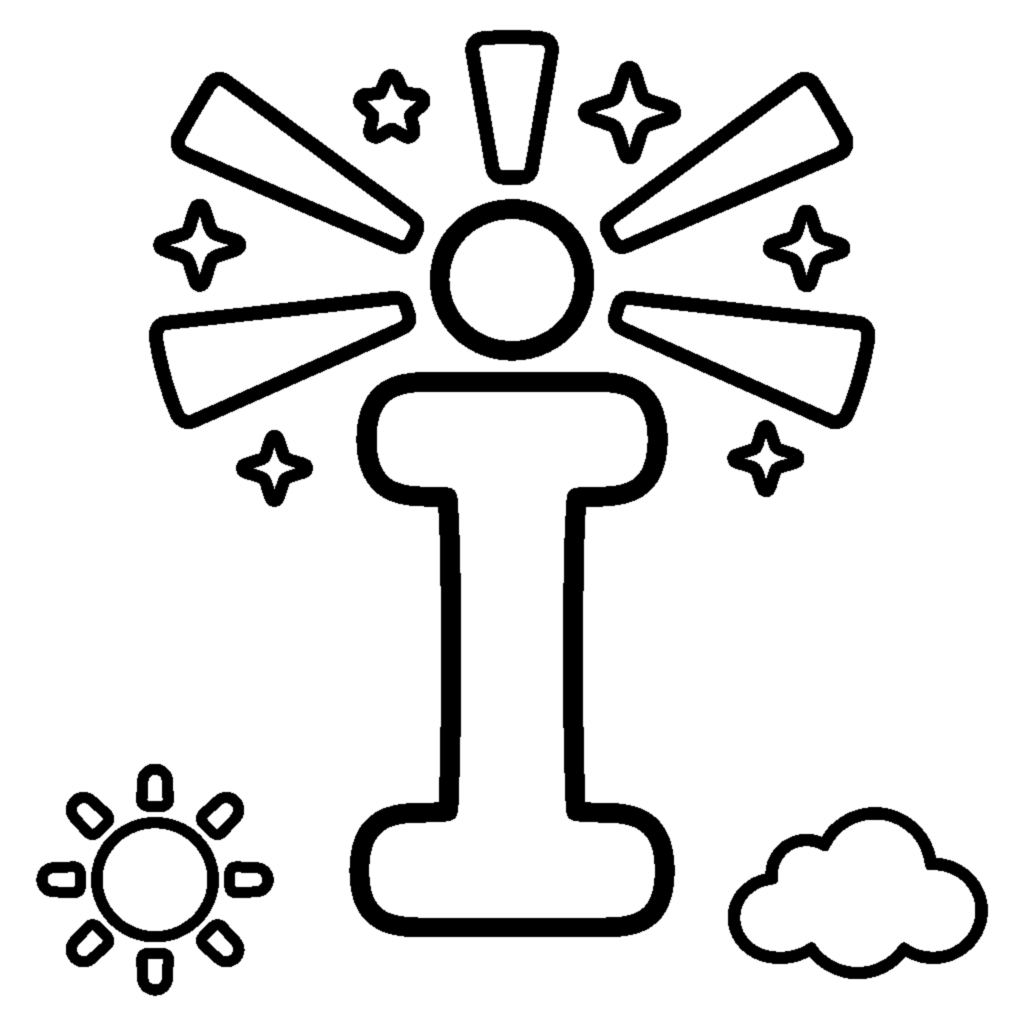 Letter I and a warm Light coloring page