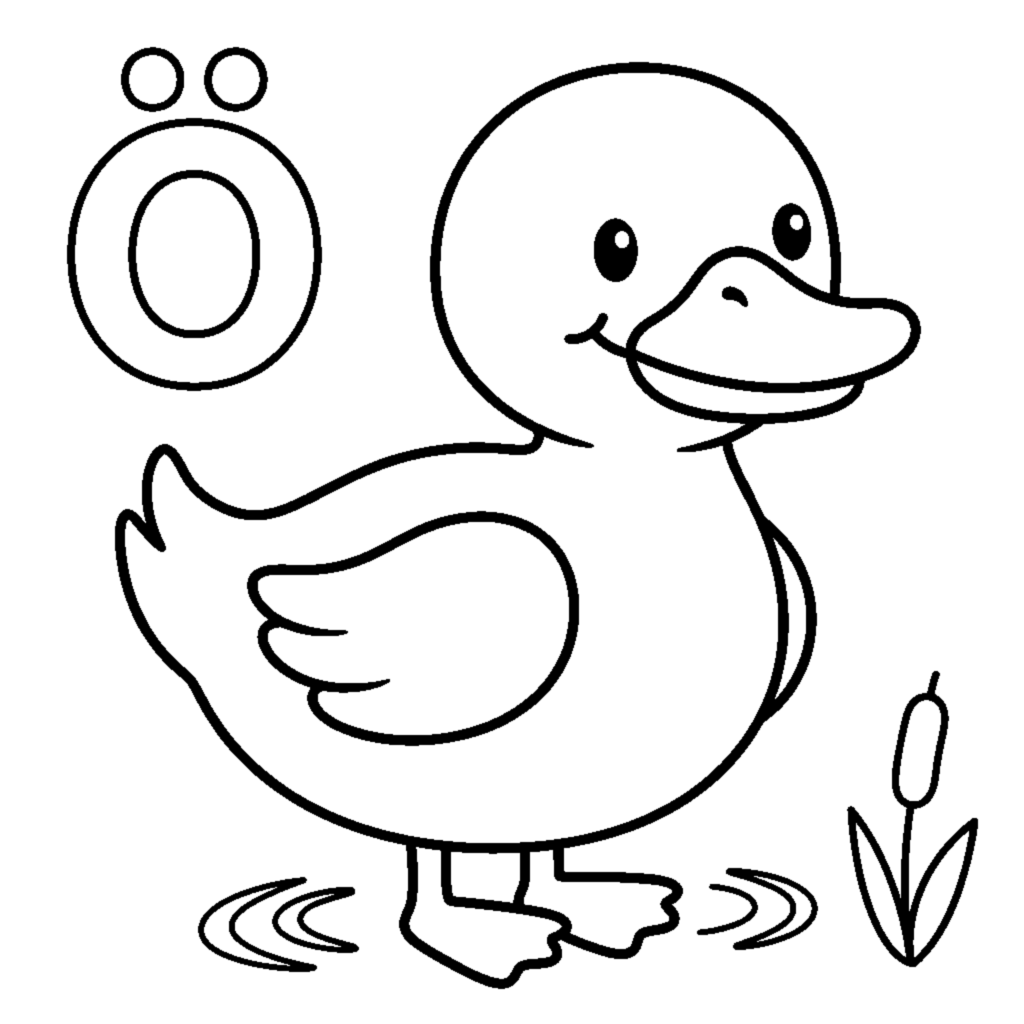 Letter Ö and a cute Duck coloring page