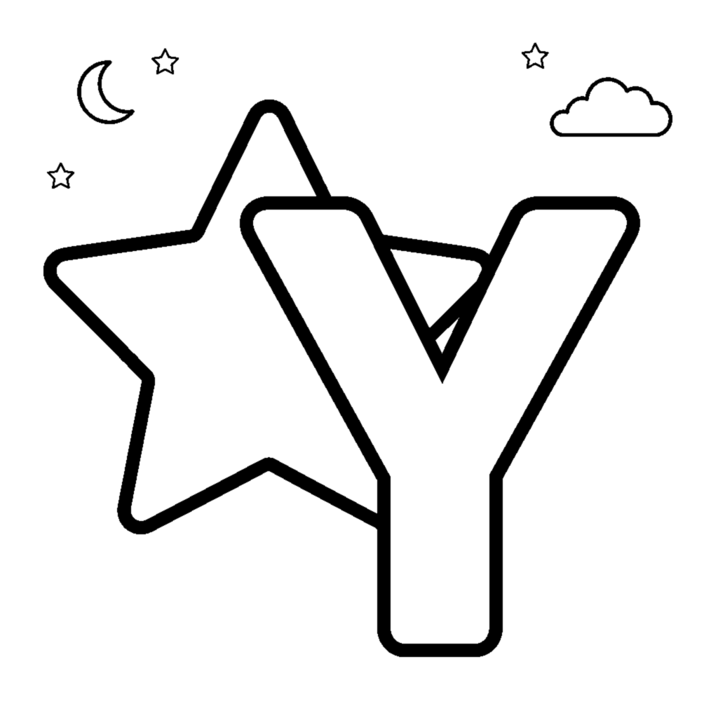 Letter Y and a twinkling Star coloring page