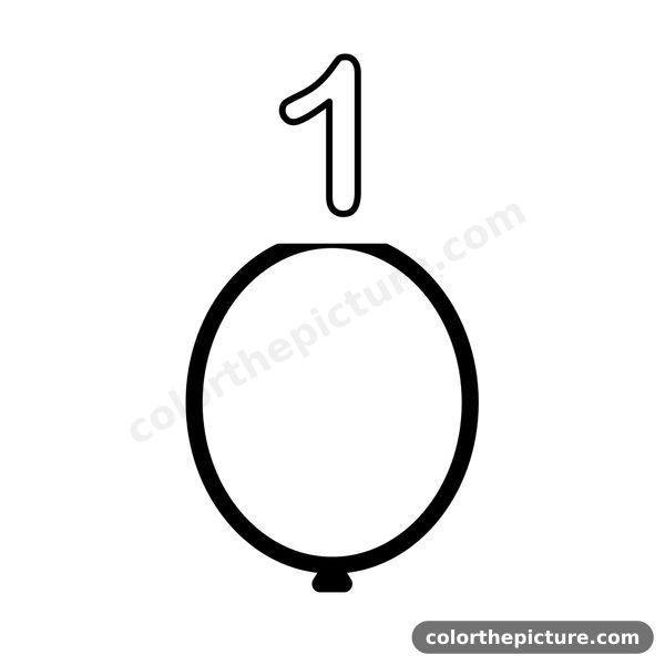 Number 1 and 1 shiny balloon coloring page