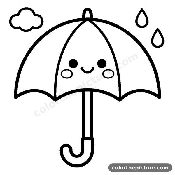 A cute umbrella with thick stripes coloring page