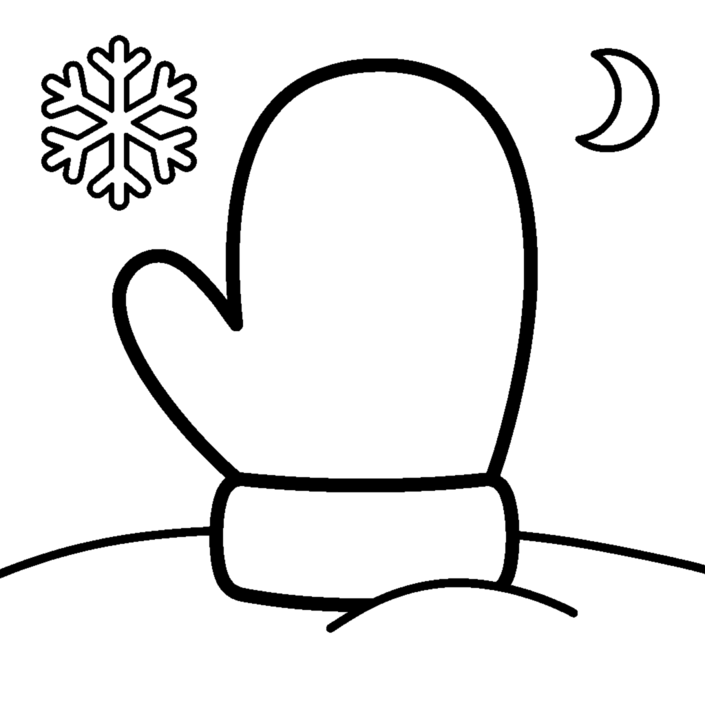 A single glove on the snow coloring page