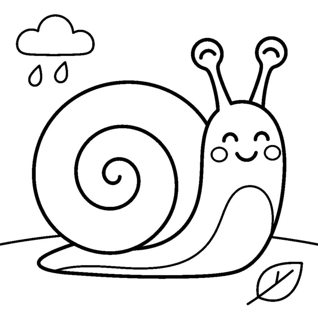 A tiny snail after the rain coloring page