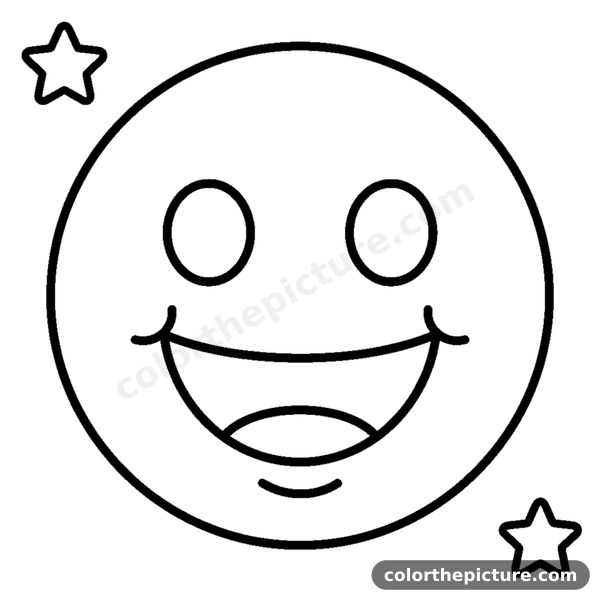 Big Happy Smiling Face - Thick Lined Emoji coloring page