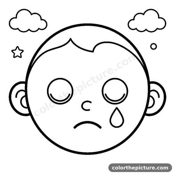Sad Baby Face - Teardrop on Cheek coloring page
