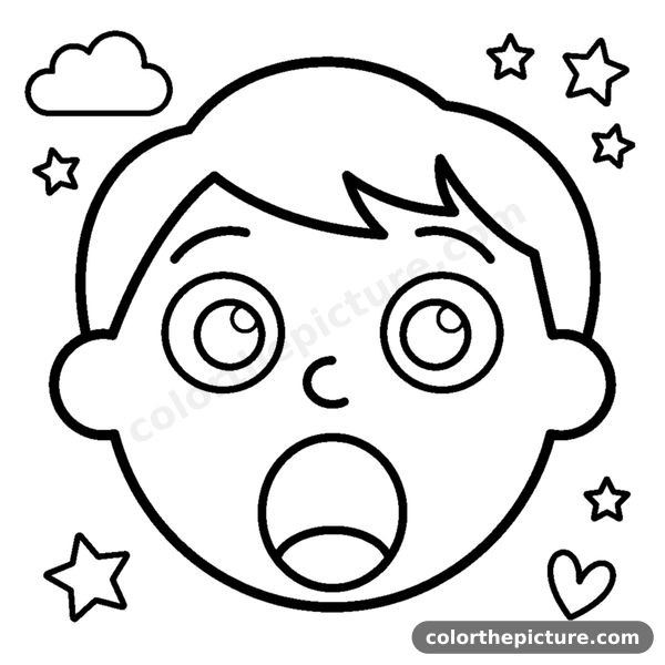Surprised Face with Wide Eyes and Open Mouth coloring page