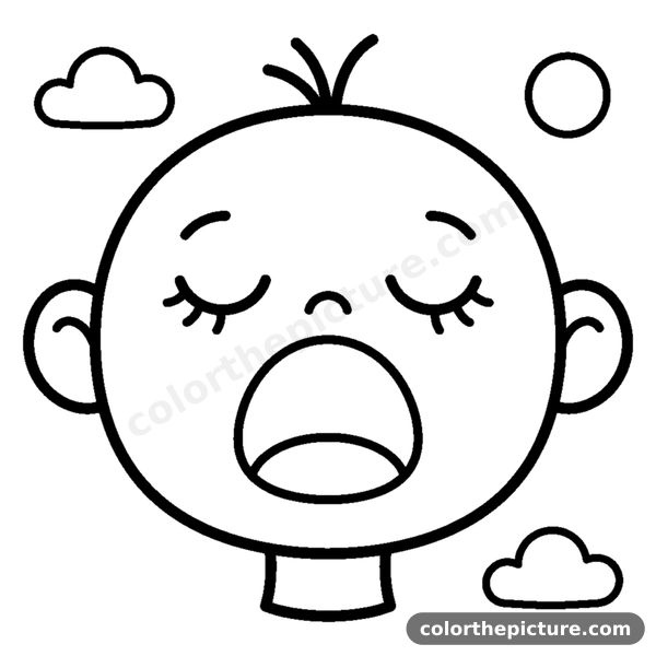 Sleepy Yawning Cute Face - Eyes Half-Closed coloring page