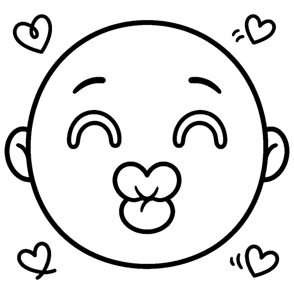 Cute Face Blowing a Kiss - Puckered Lips coloring page