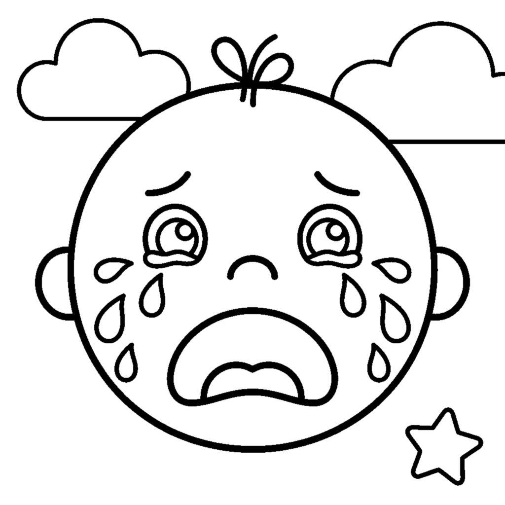 Crying Baby Face with Open Mouth coloring page