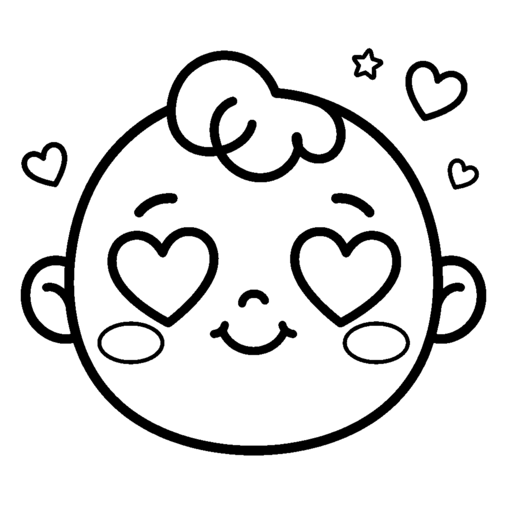 Sweet Face in Love with Heart Eyes coloring page