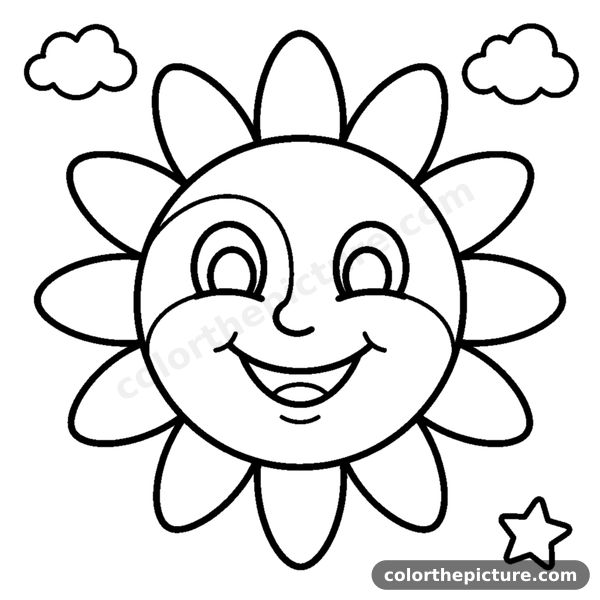 Big Shining Sun with Rays coloring page