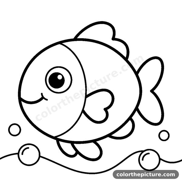 Cute Swimming Fish coloring page