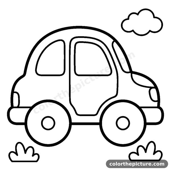 Simple Toy Car with Round Wheels coloring page