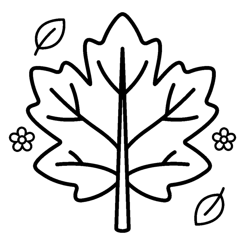 Big Leaf with Thick Lines coloring page