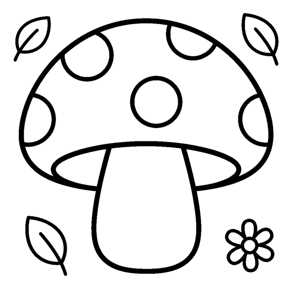 Cute Mushroom with a Big Cap coloring page