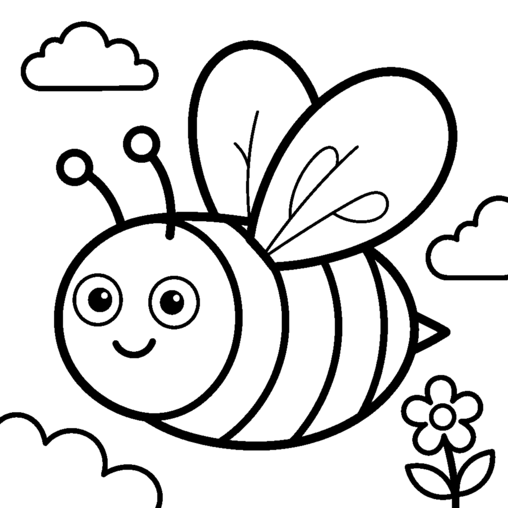 Simple flying bee with thick stripes coloring page