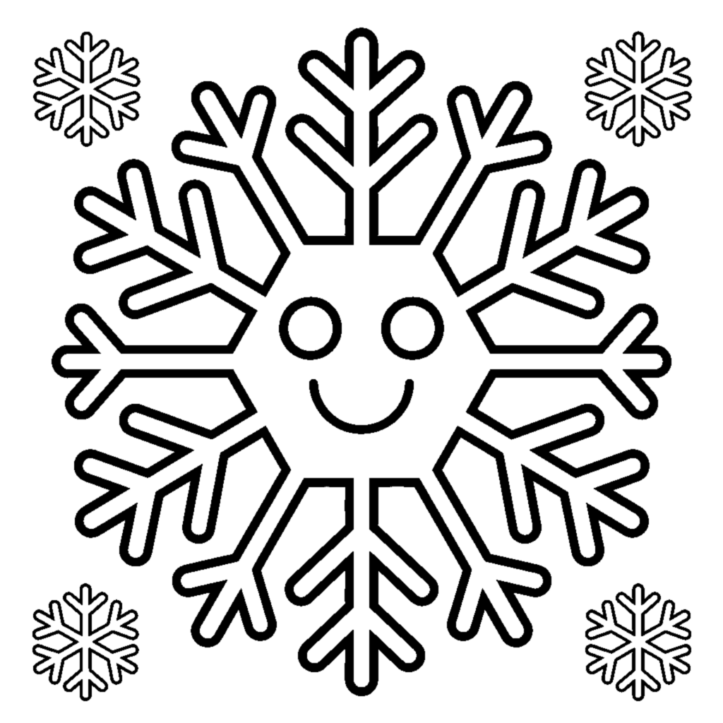 Big smiling snowflake coloring page