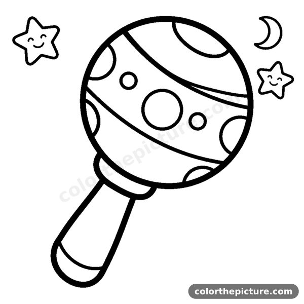Baby rattle with a handle coloring page