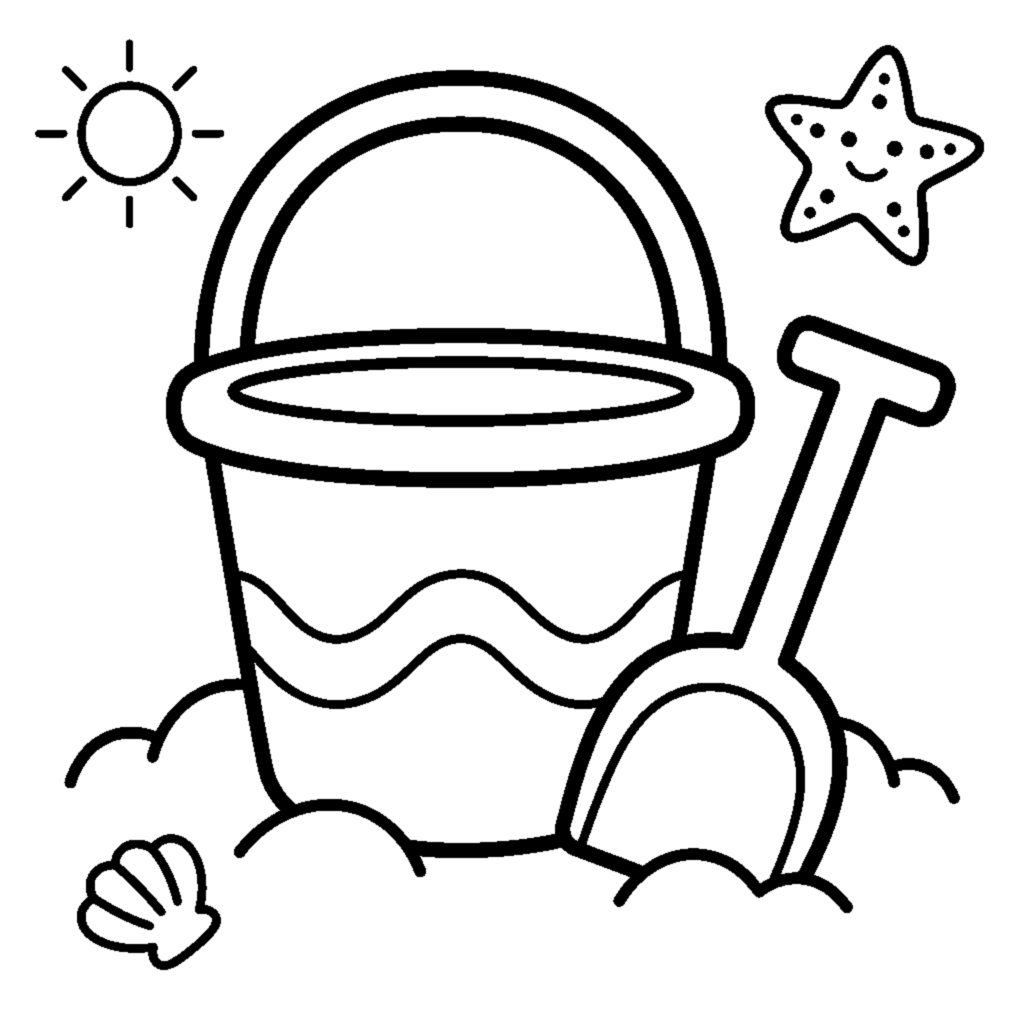 Bucket and spade set coloring page