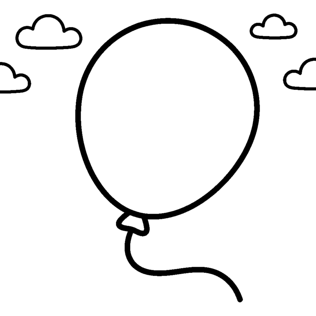 A single balloon with a string coloring page