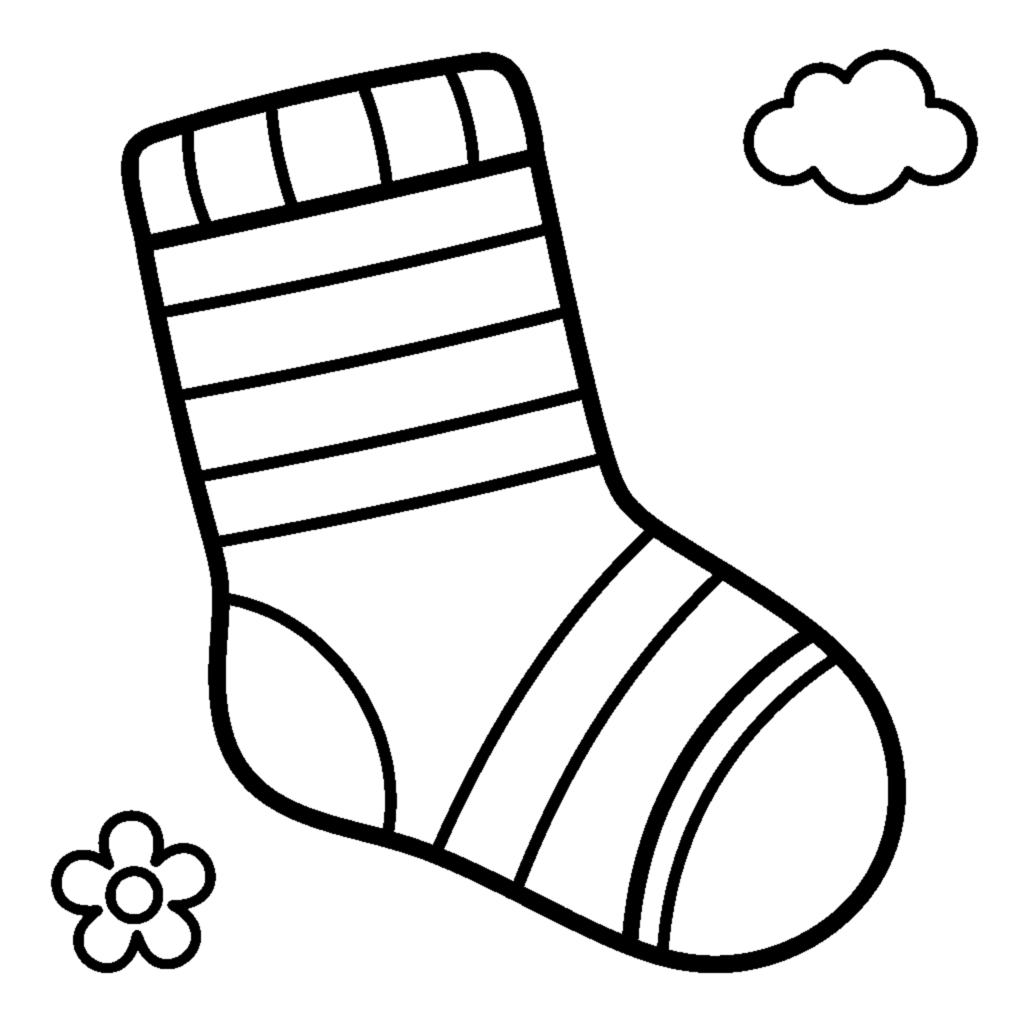 A single striped sock coloring page