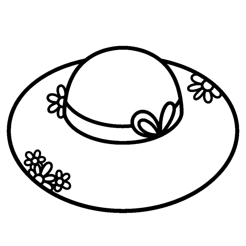 Wide-brimmed sun hat coloring page