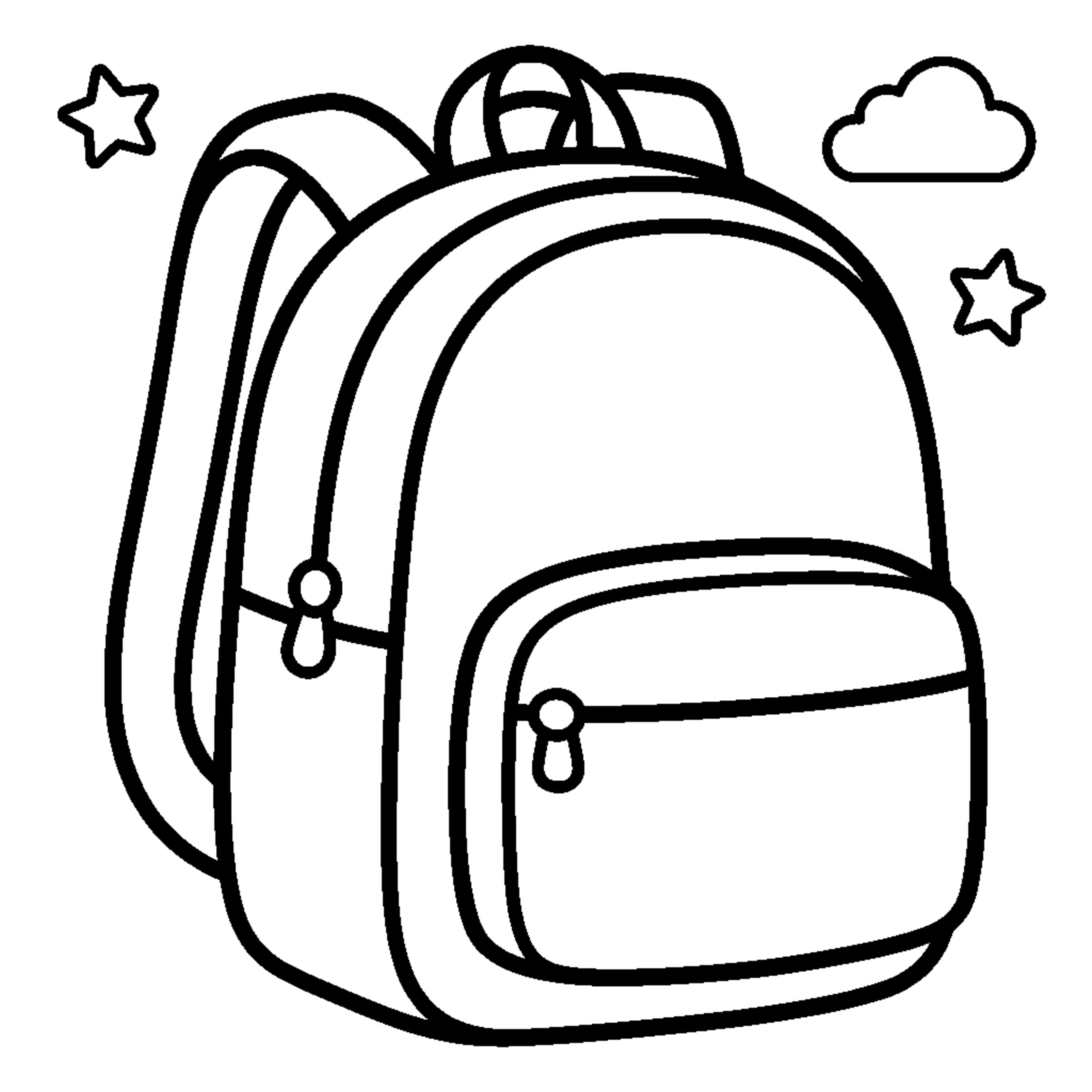 Colorful school backpack coloring page