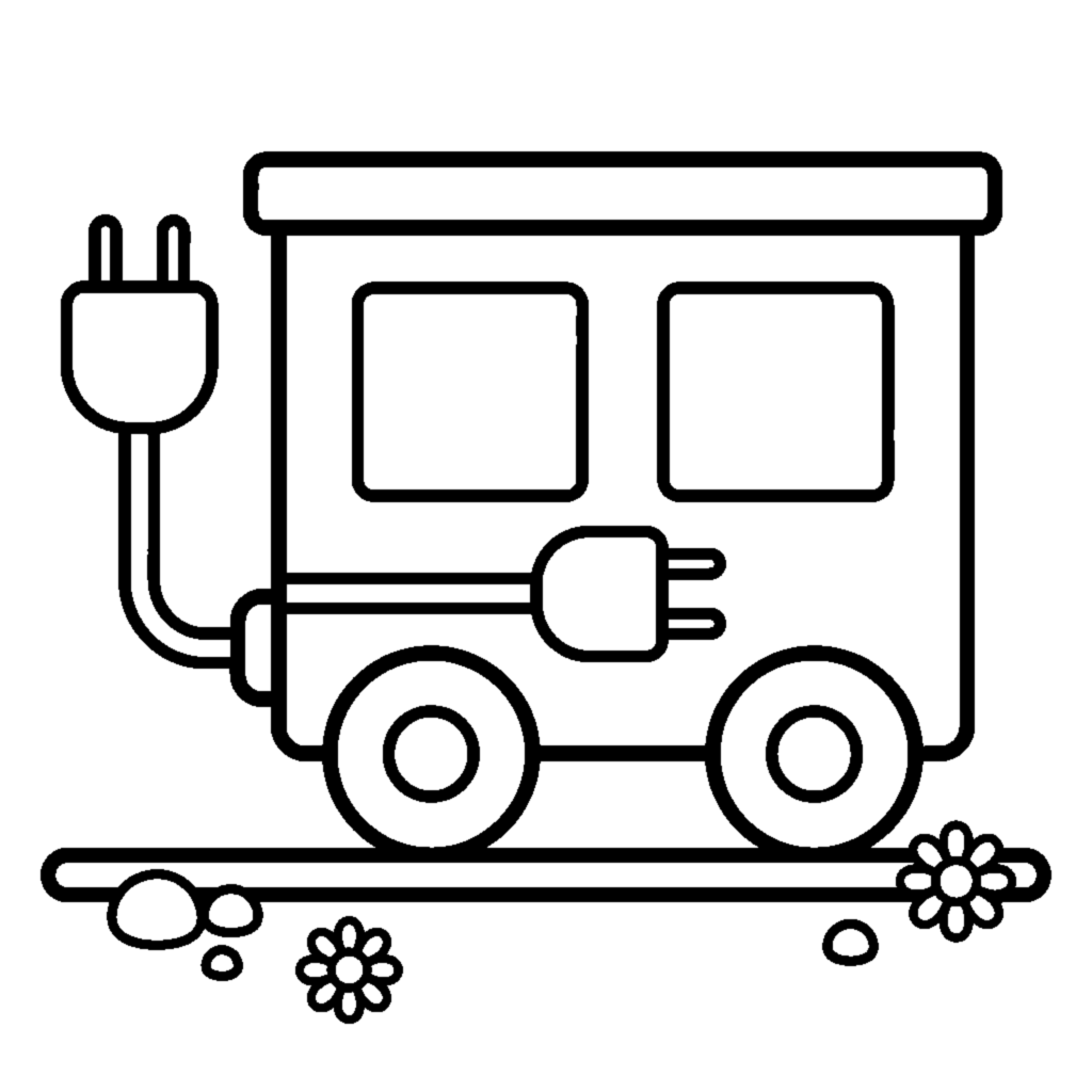 Flat toy train car coloring page