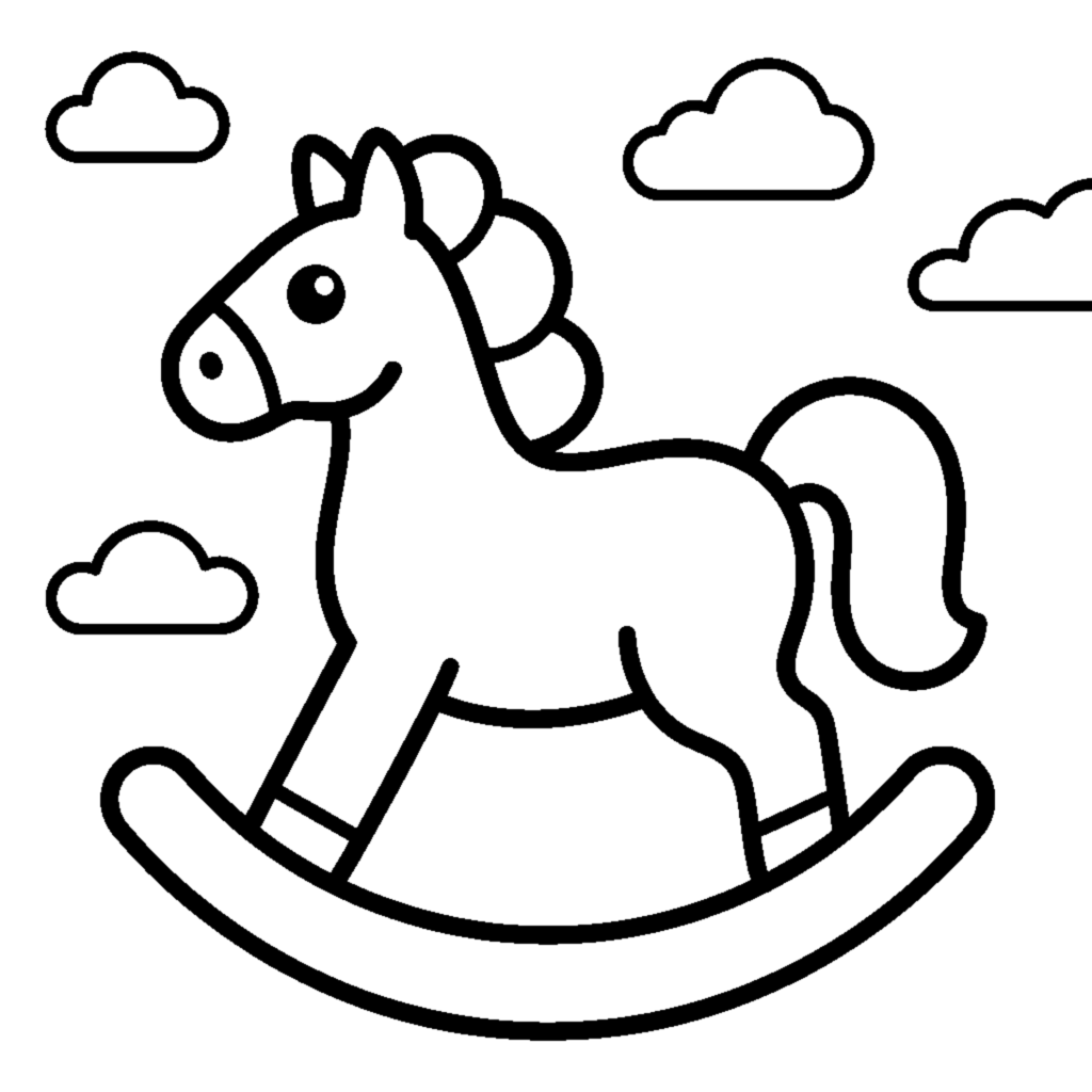 Wooden rocking horse coloring page