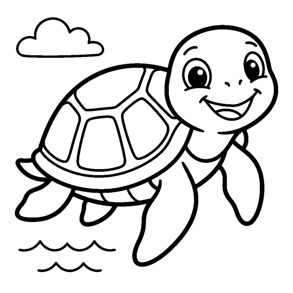 Smiling baby turtle coloring page