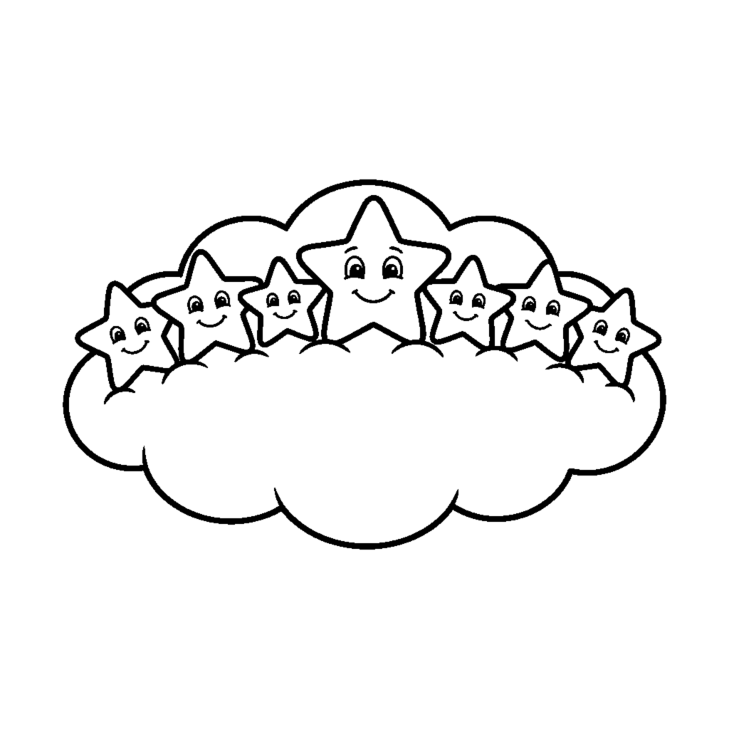 Count the 7 sparkling stars in the sky coloring page