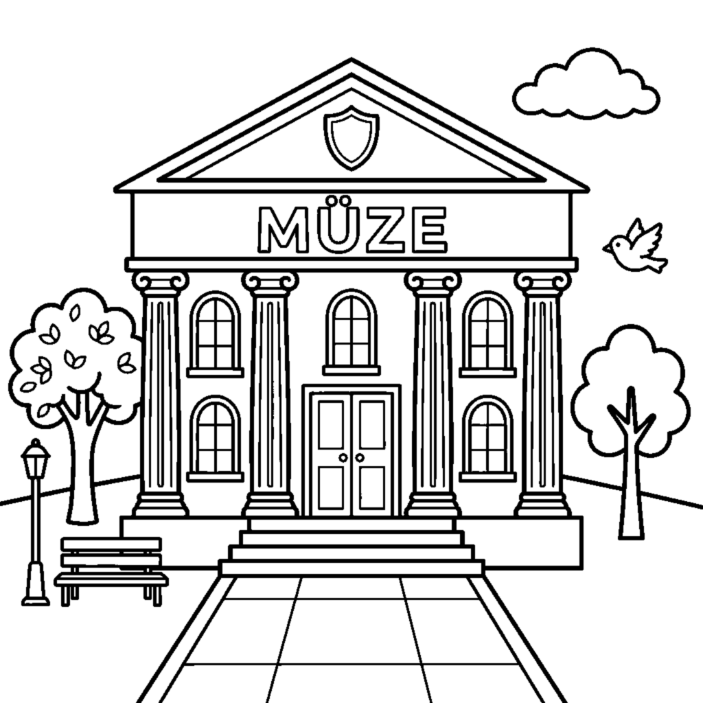 City Museum with a columned entrance coloring page