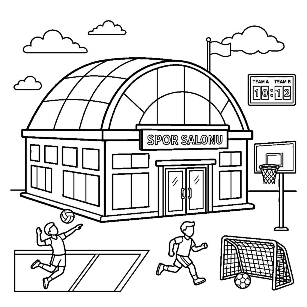 Gymnasium with a Domed Roof coloring page