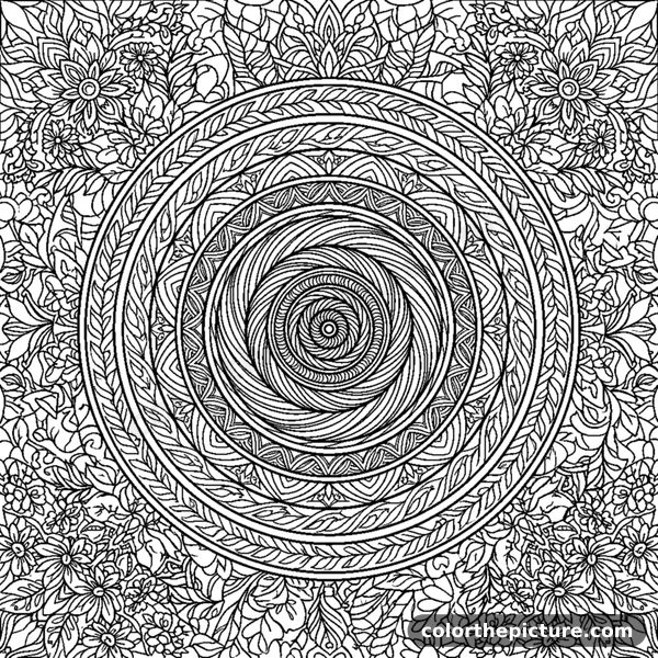 Optical Illusion Spiral Mandala coloring page