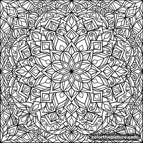 Geometric Mandala with a Diamond Crystal Pattern coloring page