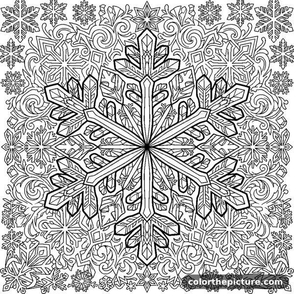 Detailed Snowflake Mandala coloring page