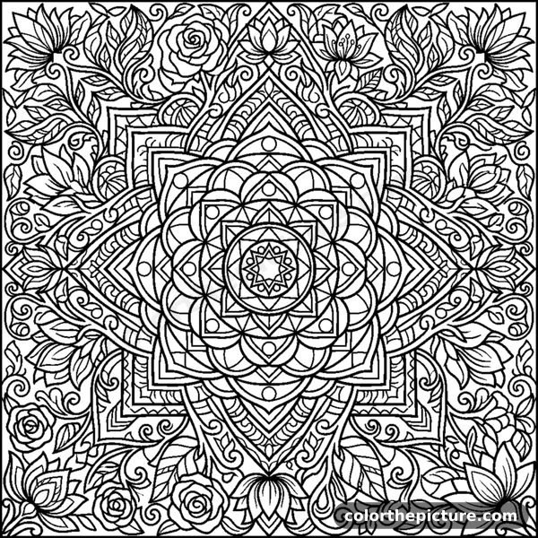 Geometric Mandala like a Stained Glass Window coloring page