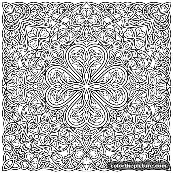 Layered Mandala with Clover and Triangle Knots coloring page